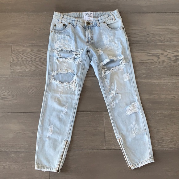 One Teaspoon distressed denim Capri pants size 26 - Picture 1 of 14